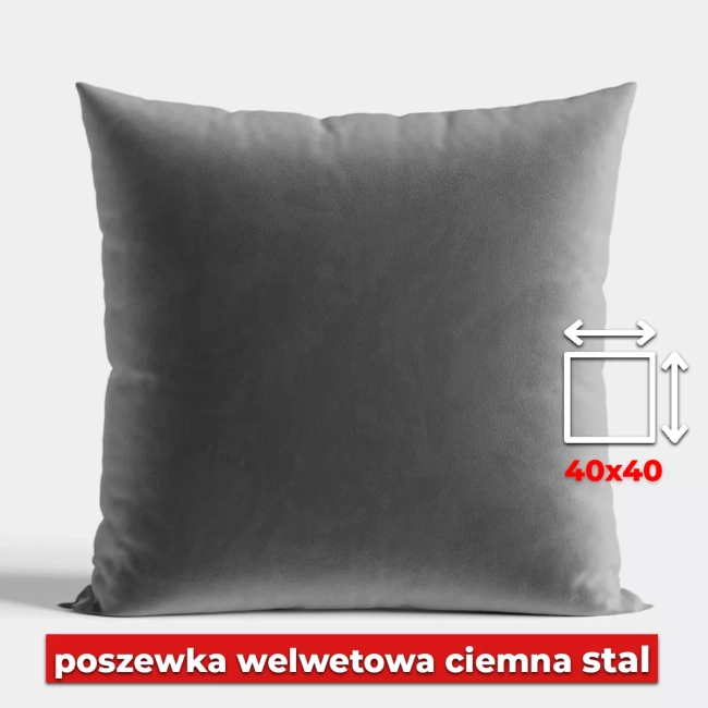 Poszewka Welwet 40x40 w kolorze Ciemna Stal z zamkiem
